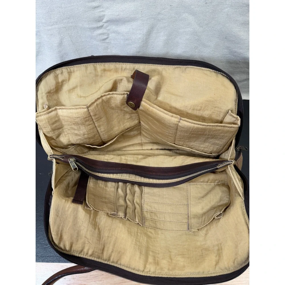 Duluth Trading Co Travel Bag Unisex Large Brown Vintage Canvas Leather Trolley